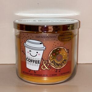 Bath & Body Works Coffee & Donuts Scented Candle 3 Wick Limited Edition New